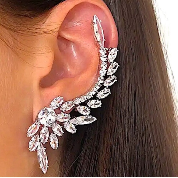 Vintage Rhinestone 24k Gold Plated Statement Ear Climber New